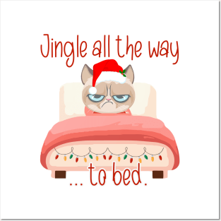 Disgusted Cat Christmas in bed Posters and Art